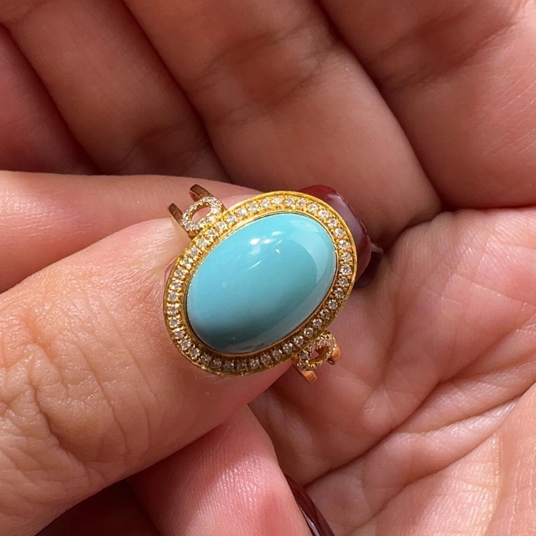 绿松石配件18K金镶嵌戒指