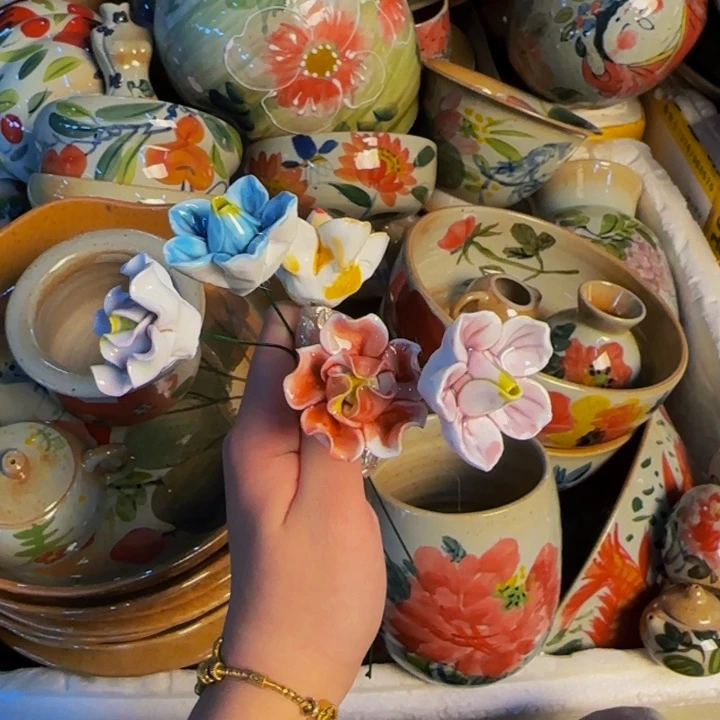 瓷片15 5朵陶瓷花颜色不一样