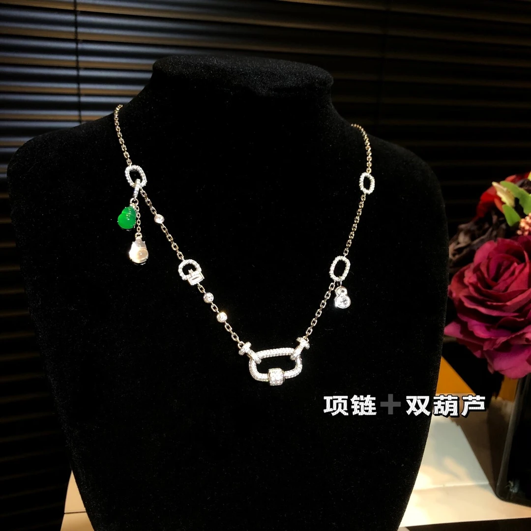 坠链均925银 意大利工艺调节链回型扣万能项链套装款总长55CM女款