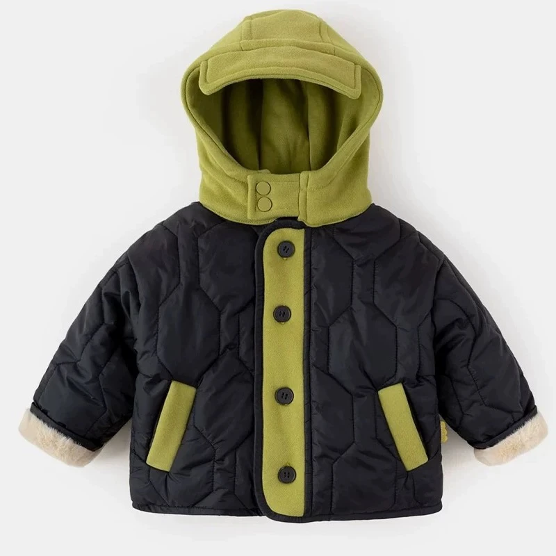 1519秋冬男女童加厚拼接棉袄嘟嘟毛毛棉服