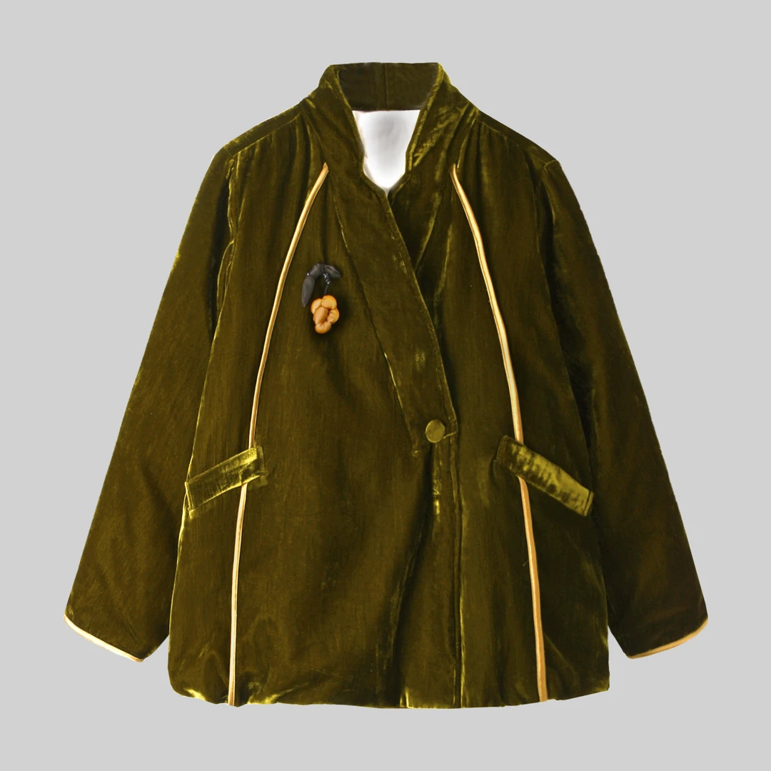 【向姐】法式氛围感显白真丝丝绒冬装新款羽绒服L255036