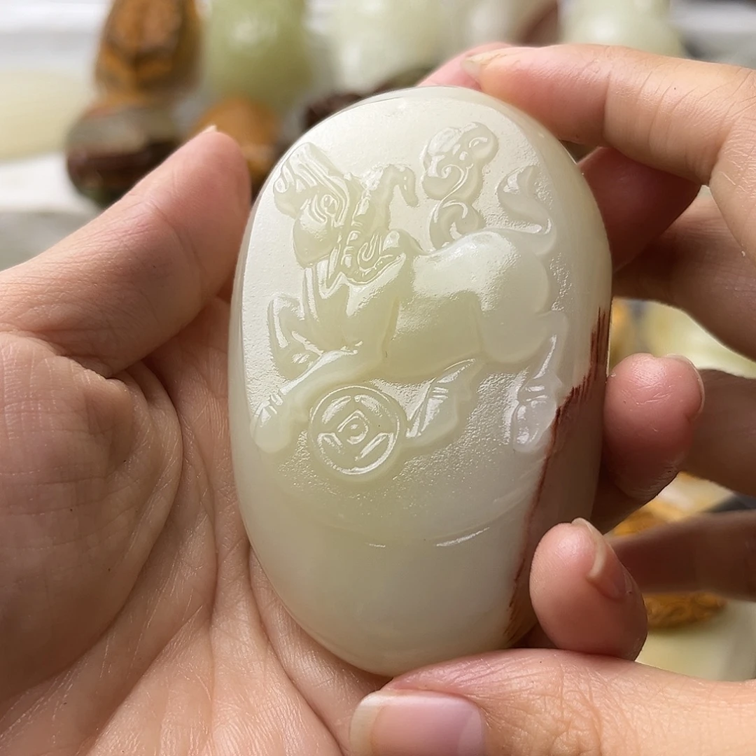石材方解石手把摆件不退换牛微瑕