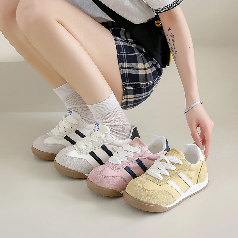 厚底内增高芭蕾风网面透气德训鞋女鞋子2025新款夏阿甘鞋小白鞋