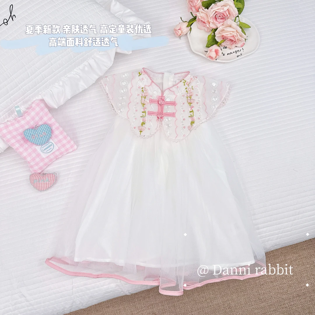 【Dannirabbit】国风刺绣盘扣女童连衣裙X-7735