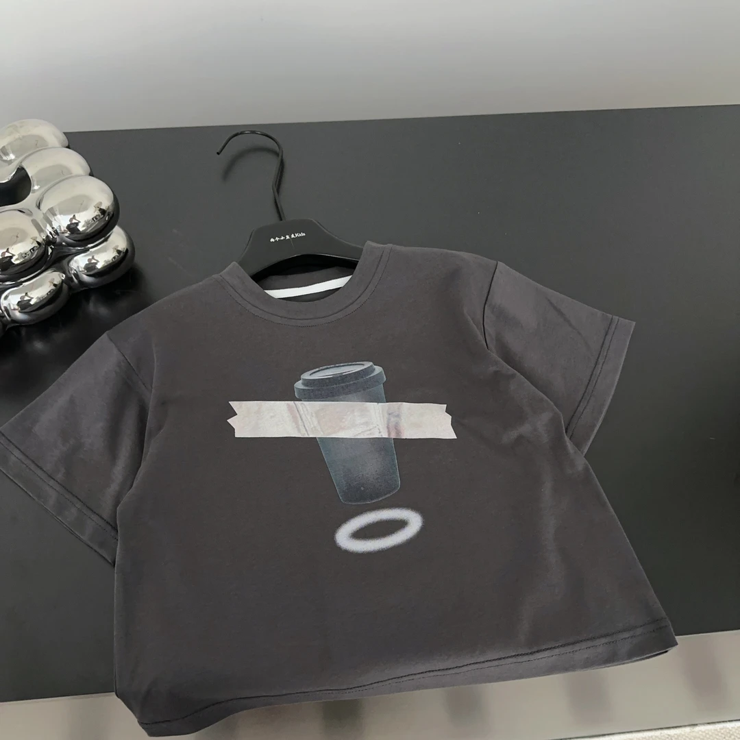 【两个小盆友】2025夏季儿童韩版宽松休闲短袖印花时尚百搭T恤3251