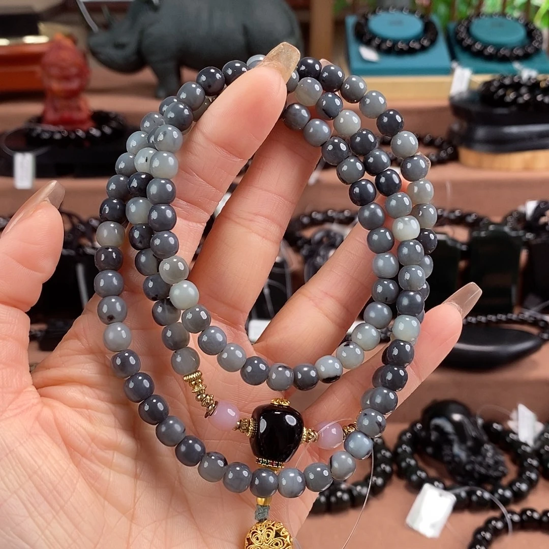 和田玉未镶嵌手链且末青花7