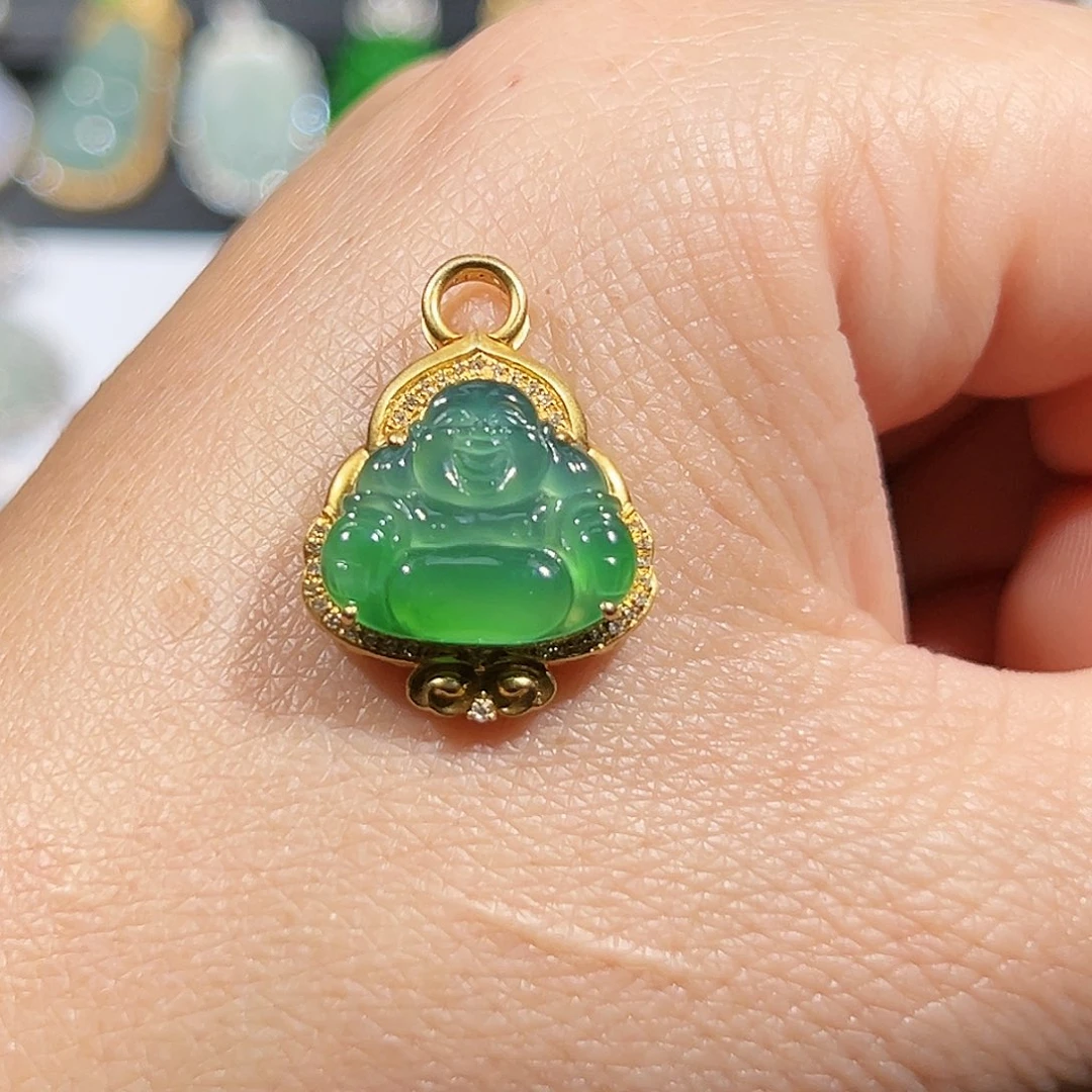 翡翠吊坠(不含链)18K金镶嵌