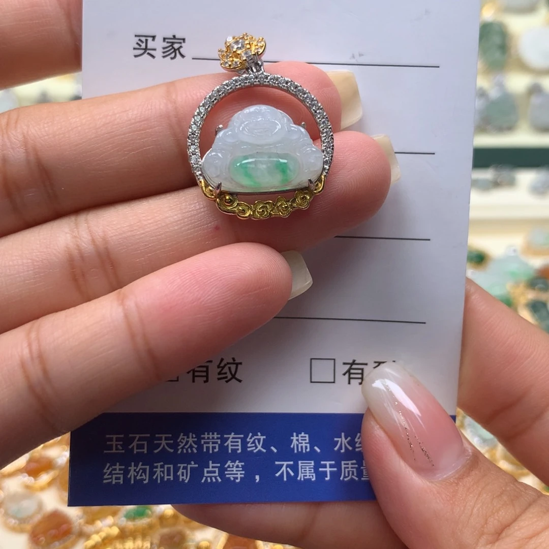 颈饰银S925镶嵌翡翠