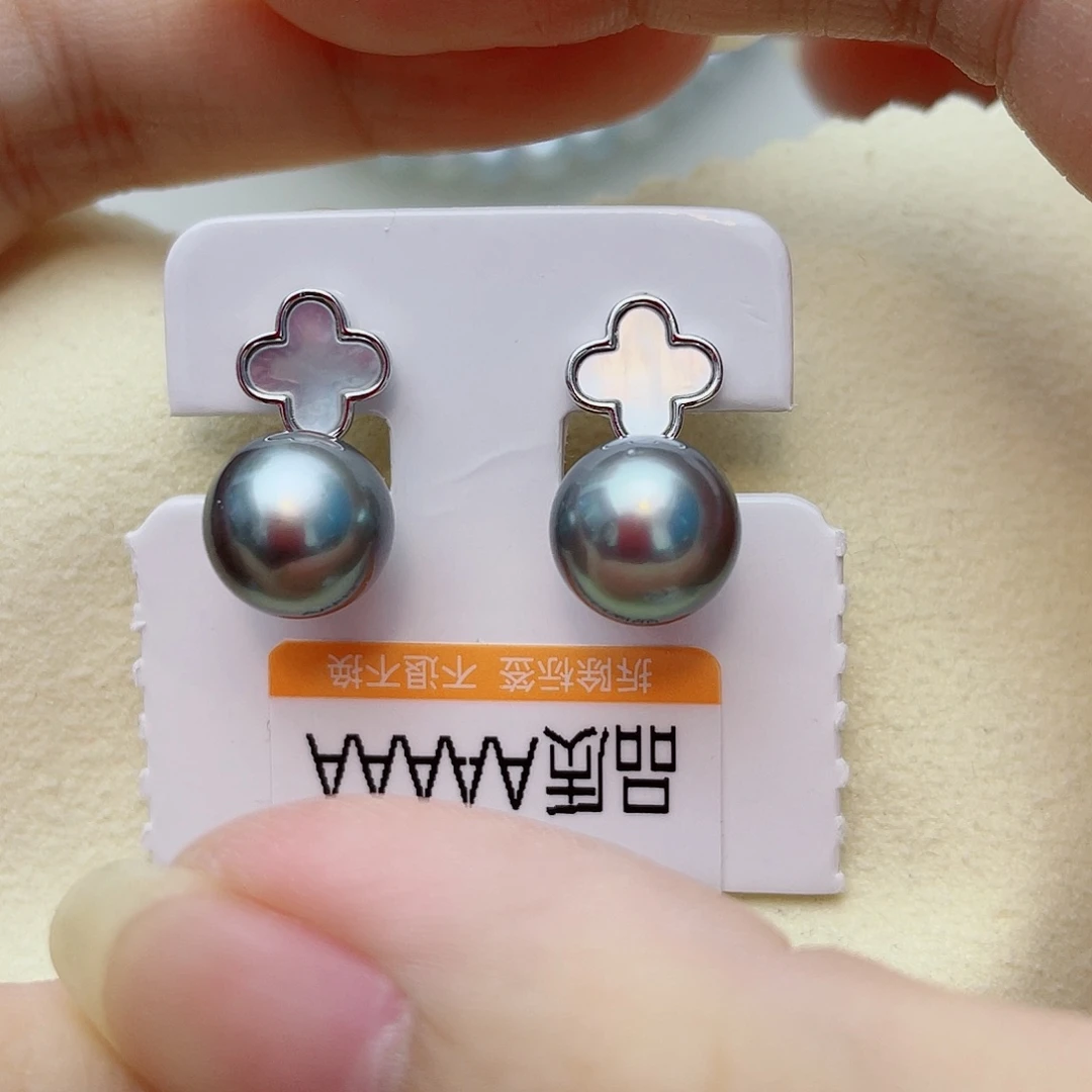 海水珍珠银S925镶嵌耳饰w59