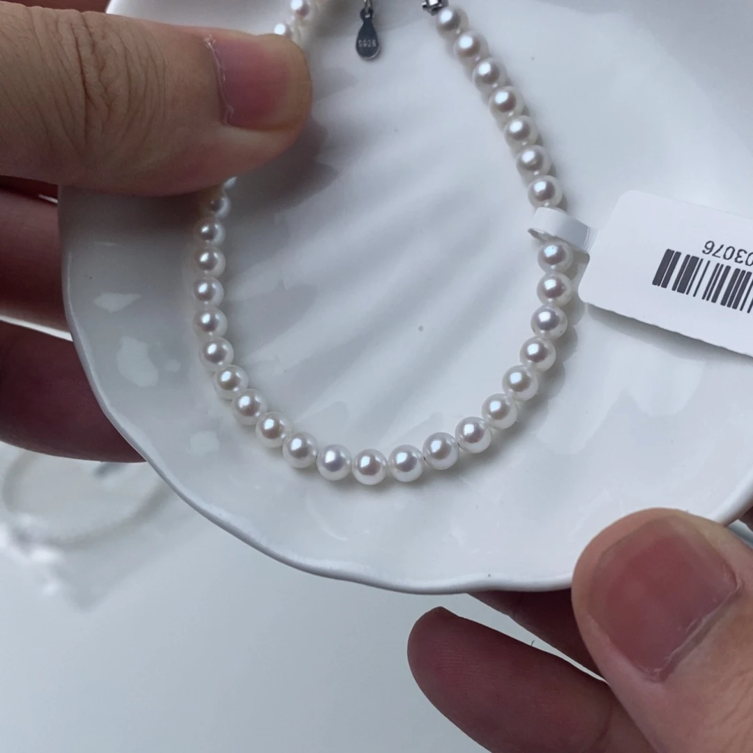 银S925镶嵌淡水珍珠项链103076