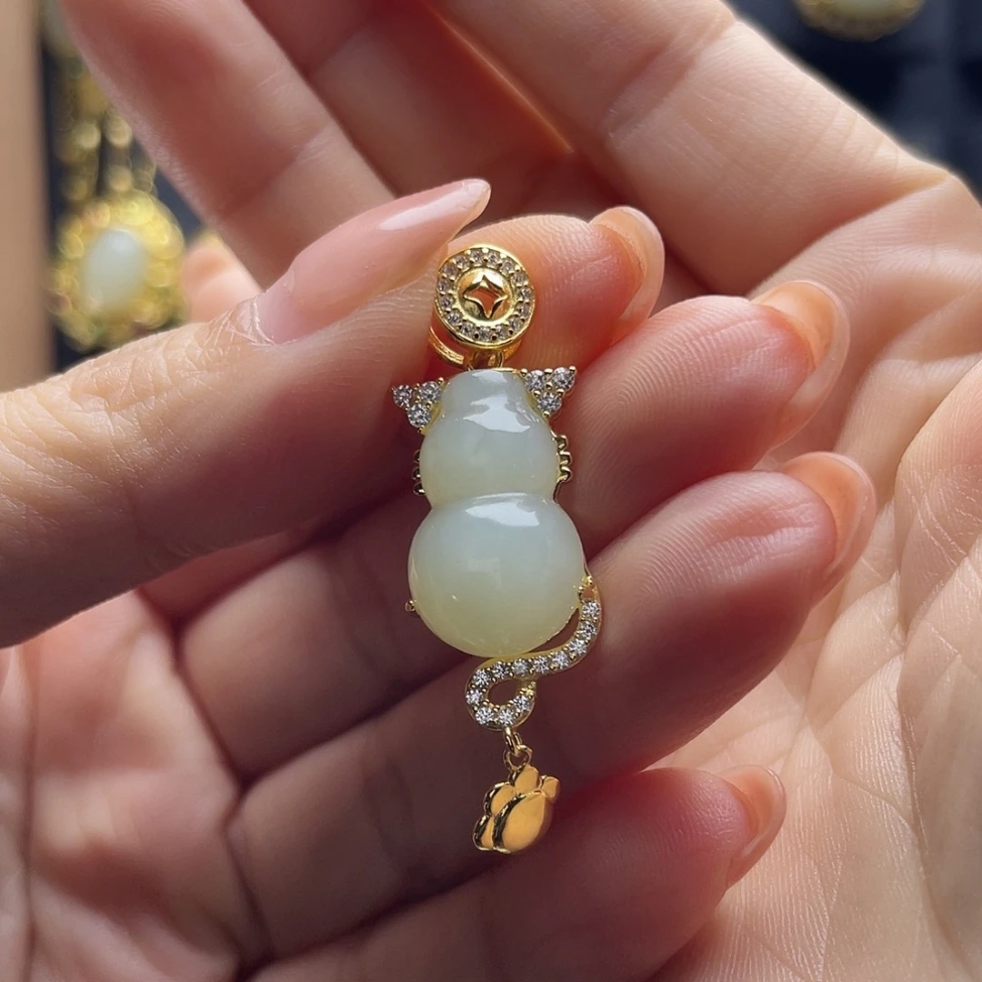 和田玉银S925镀金镶嵌颈饰