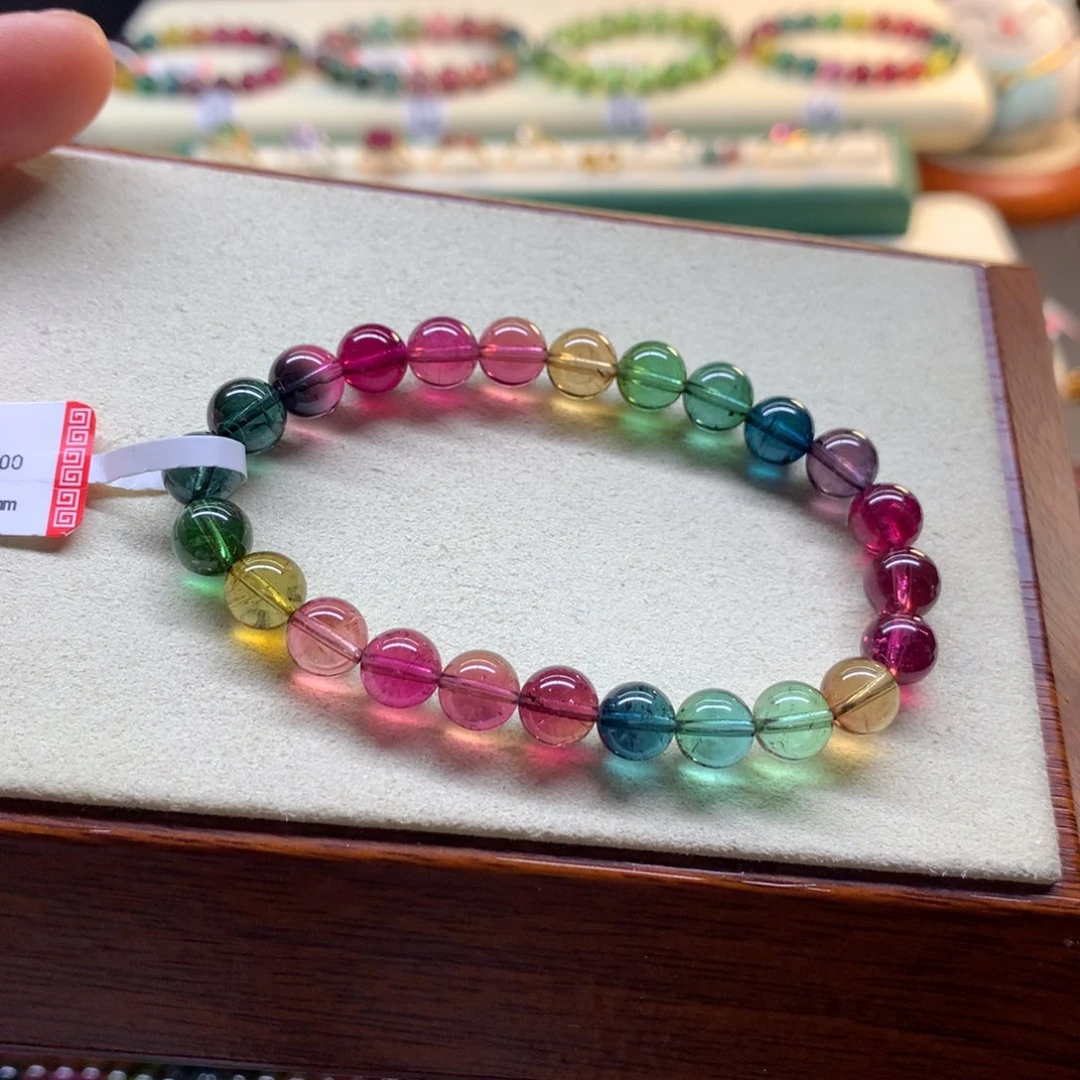 手链未镶嵌碧玺浓艳彩虹碧玺手链