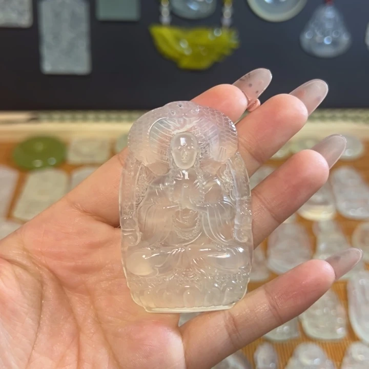 小***诺岫玉未镶嵌岫玉白冰挂件地藏王