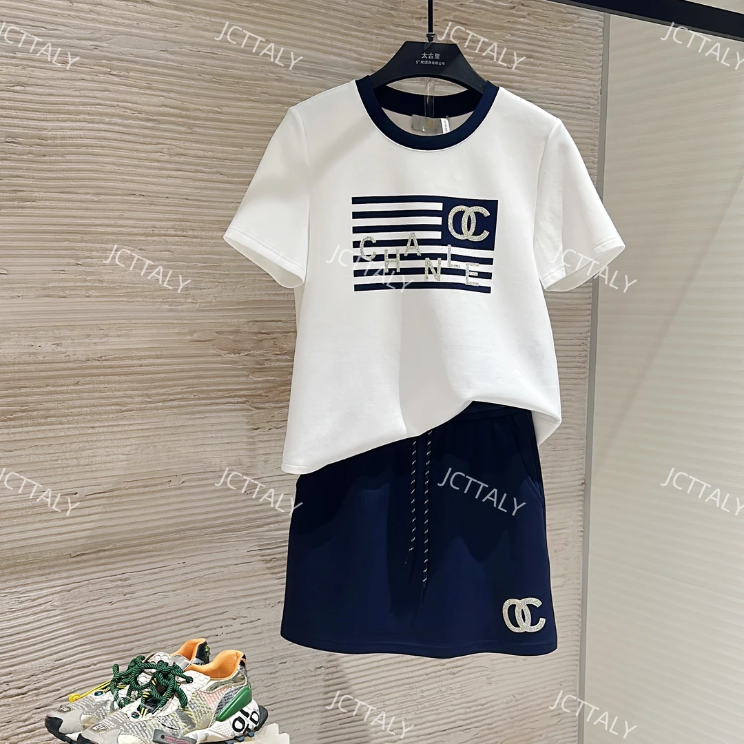 【宠粉价 】夏季新款字母带花短袖两件套微胖显瘦套装裙TZ-91