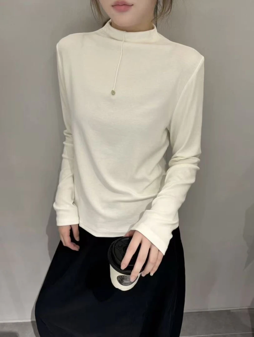 滨莉家 天丝莱赛尔半领秋季软糯显瘦打底衫上衣