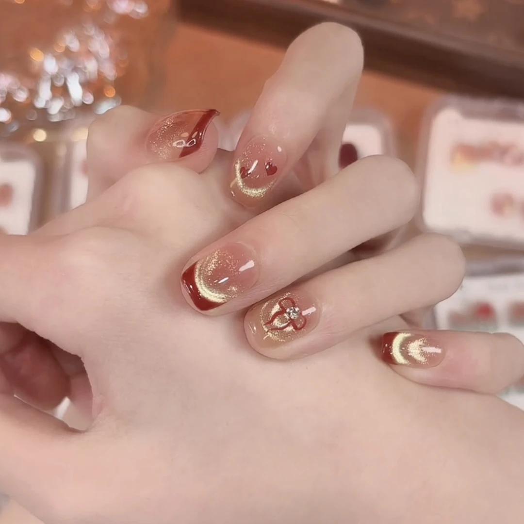 【甜心法式 】法式猫眼款 手工穿戴甲--10片装