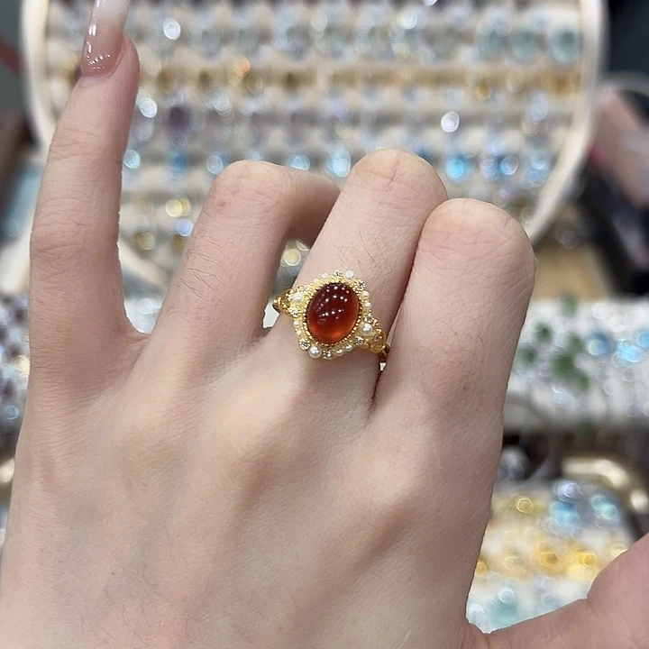 柏****石榴石戒指银S925镶嵌