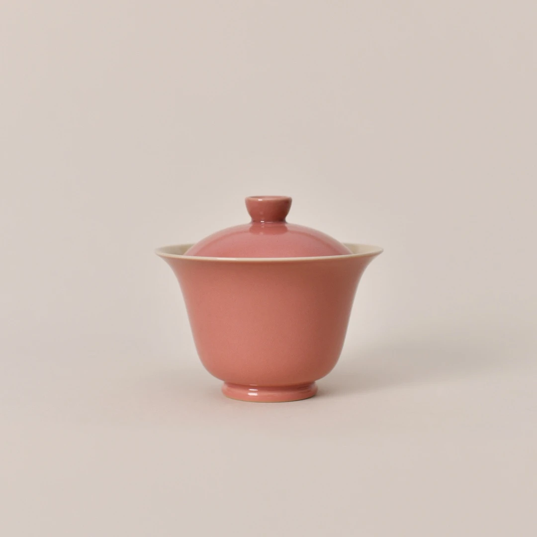 云泊海棠红丹碧盖碗景德镇手工陶瓷茶具单色釉泡茶器容量：110ml