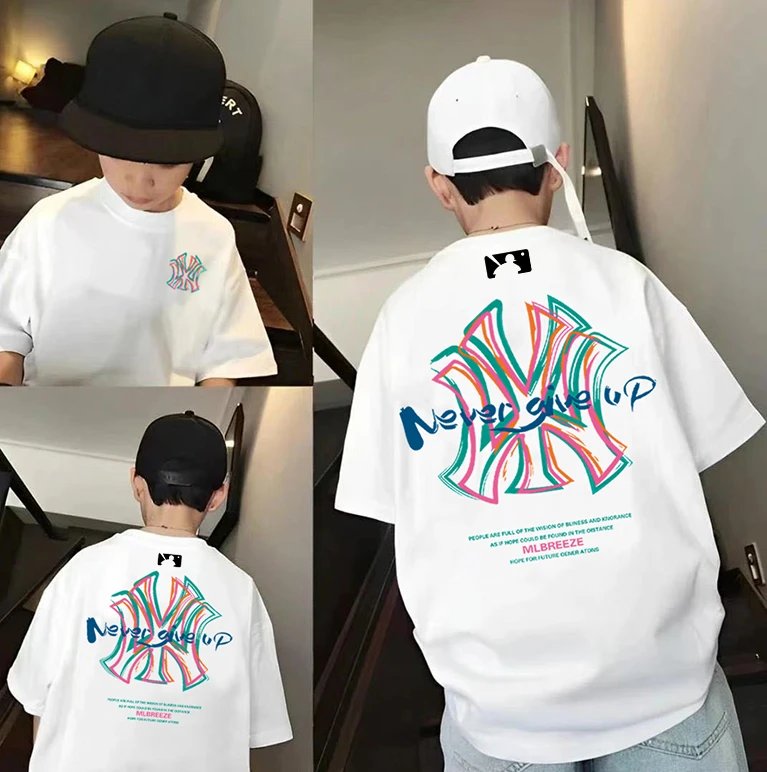 双面NGU线条亲子系列~夏季儿童时尚韩宽松潮流印花短袖体恤