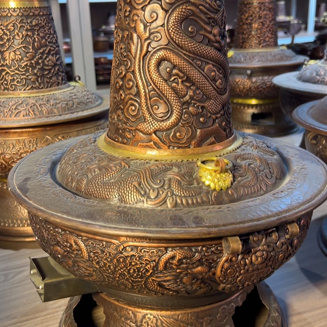 紫铜36龙凤电碳两用敞口无把火铜