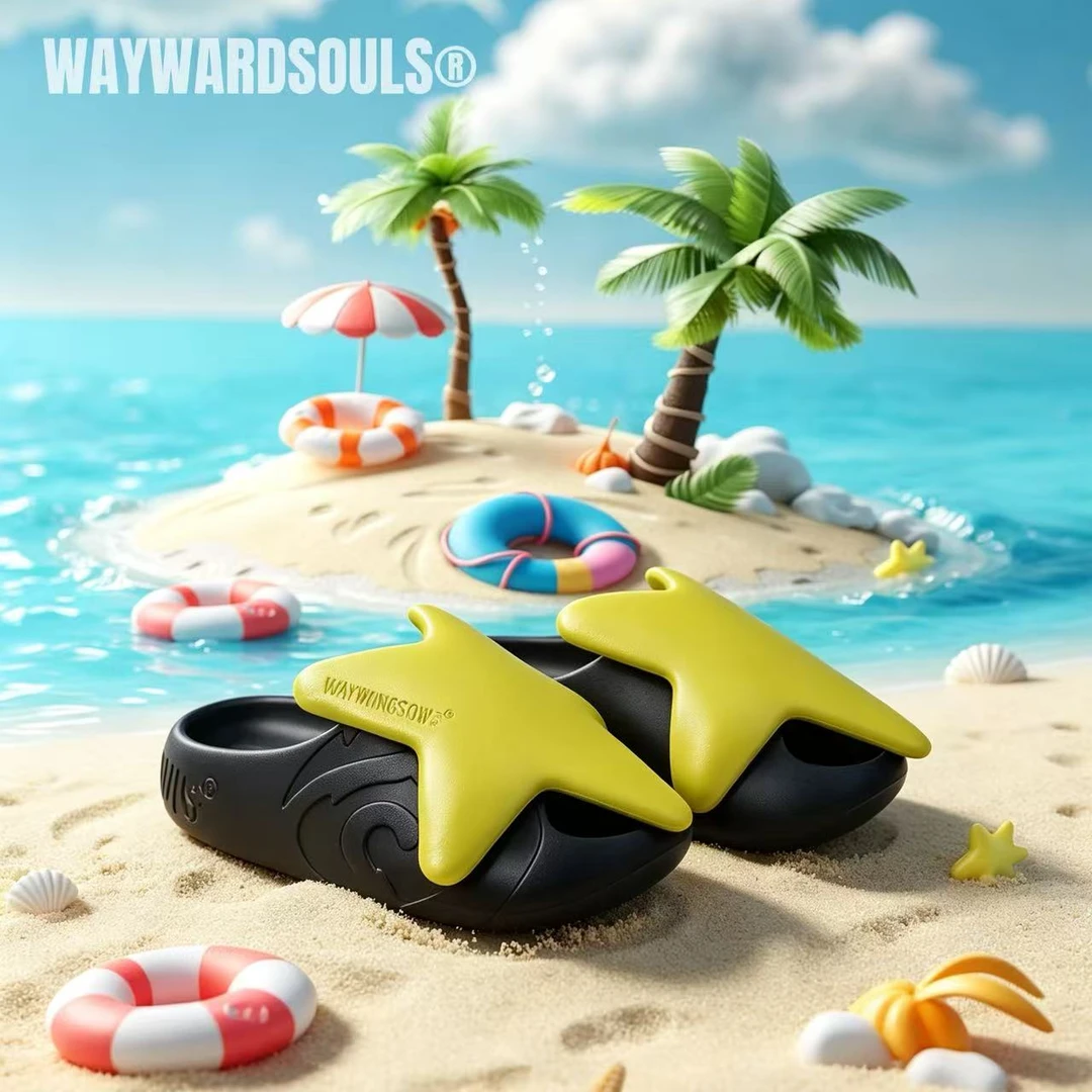WAYWARDSOULS洛杉矶限定夏季沙滩户外度假马里奥星星鞋防滑厚底