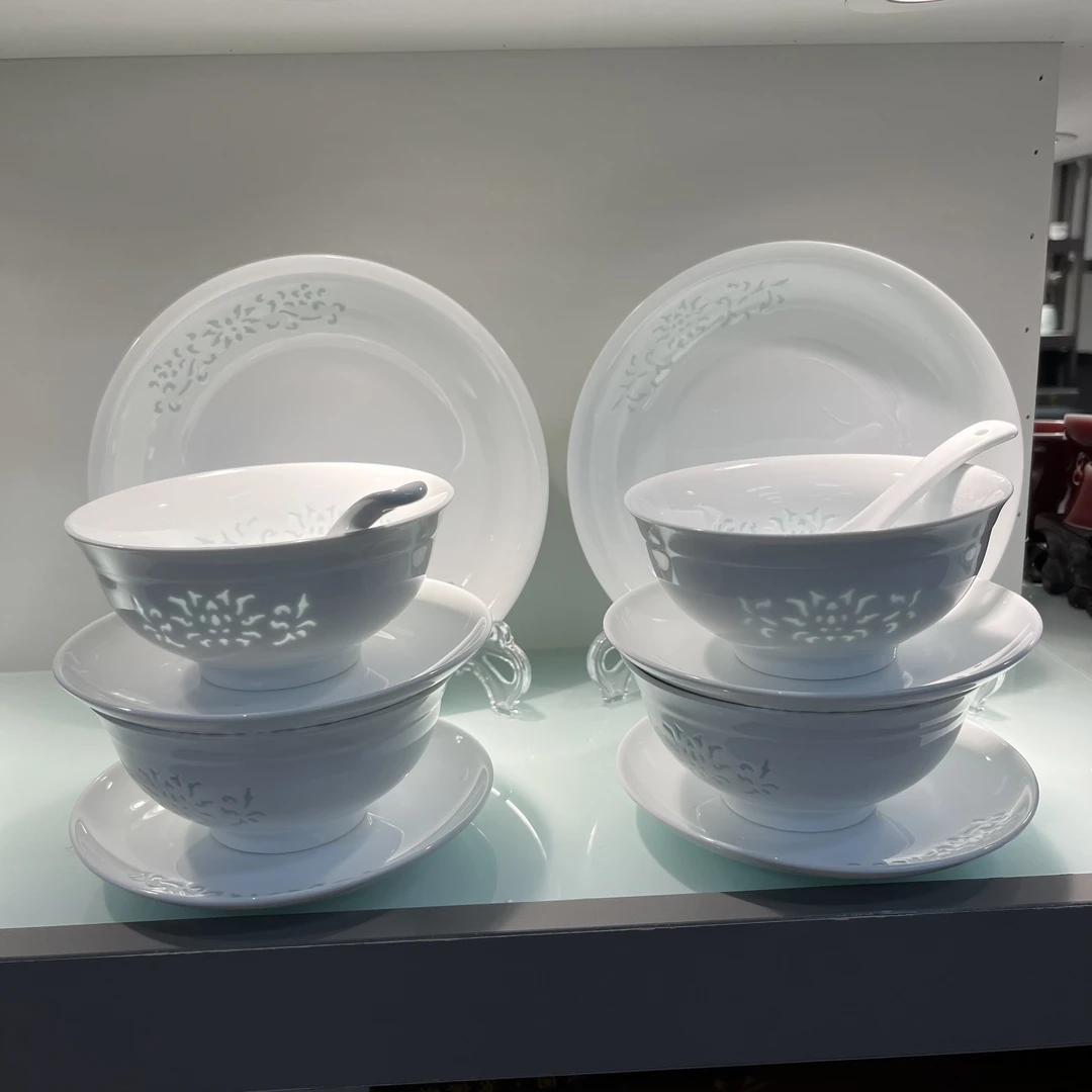 白玲珑•正品高白瓷 景德镇高岭土玲珑盘子餐具面碗米饭碗
