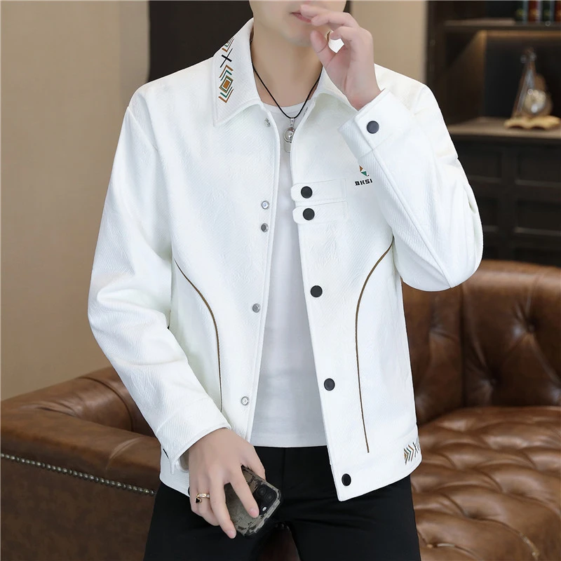 卡因耶查男士夹克春秋季修身潮流休闲毛呢外套百搭翻领时尚上衣