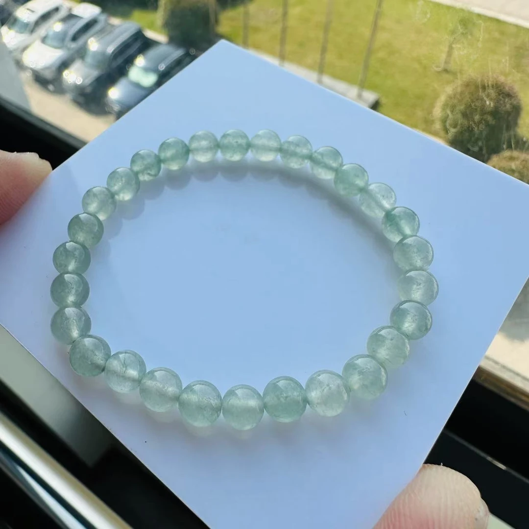 4-1自然光缅甸天然A货翡翠高冰晴底卡6.2mm25颗备用3颗