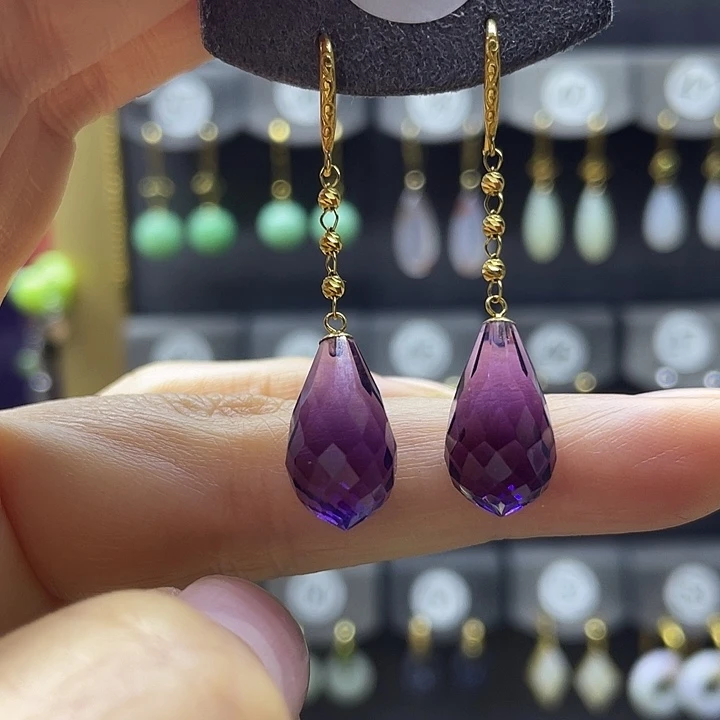 耳饰紫晶18K金镶嵌