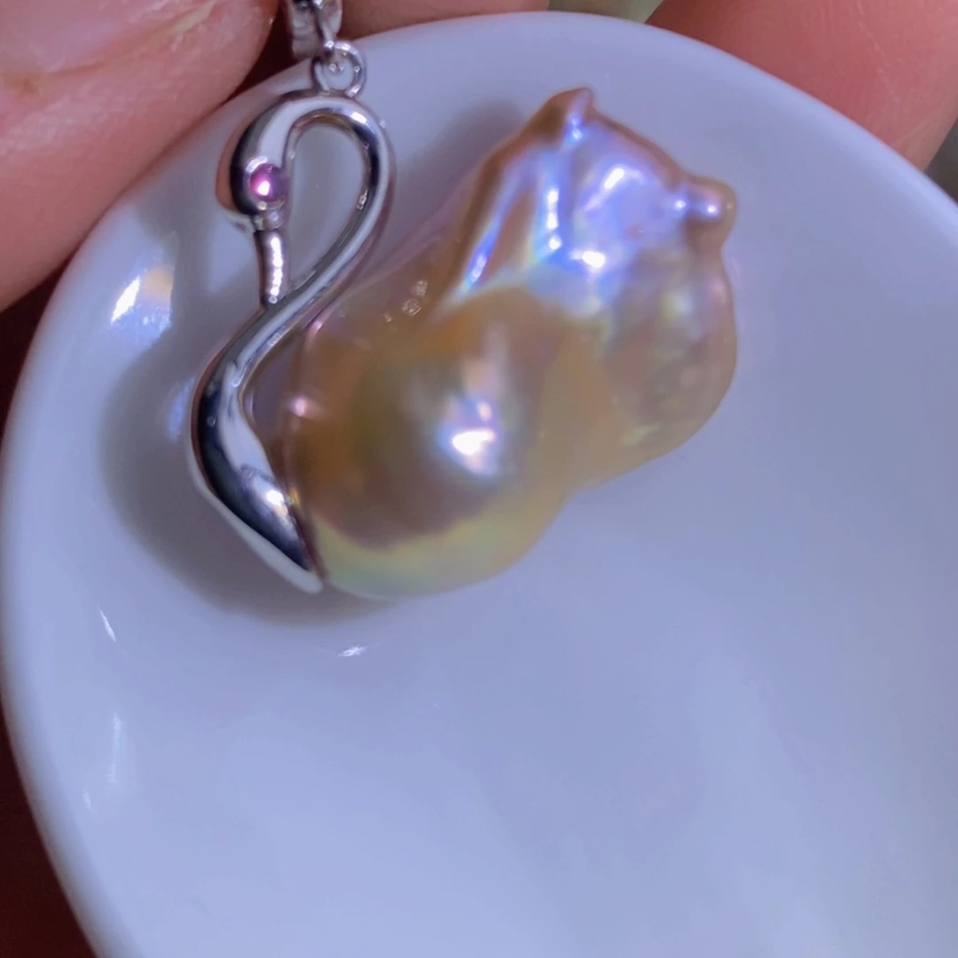 银S925镶嵌天然淡水珍珠淡水珍珠