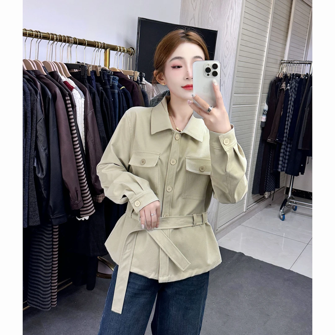 高级感短款风衣外套女2025秋季新款洋气减龄气质百搭系带工装上衣