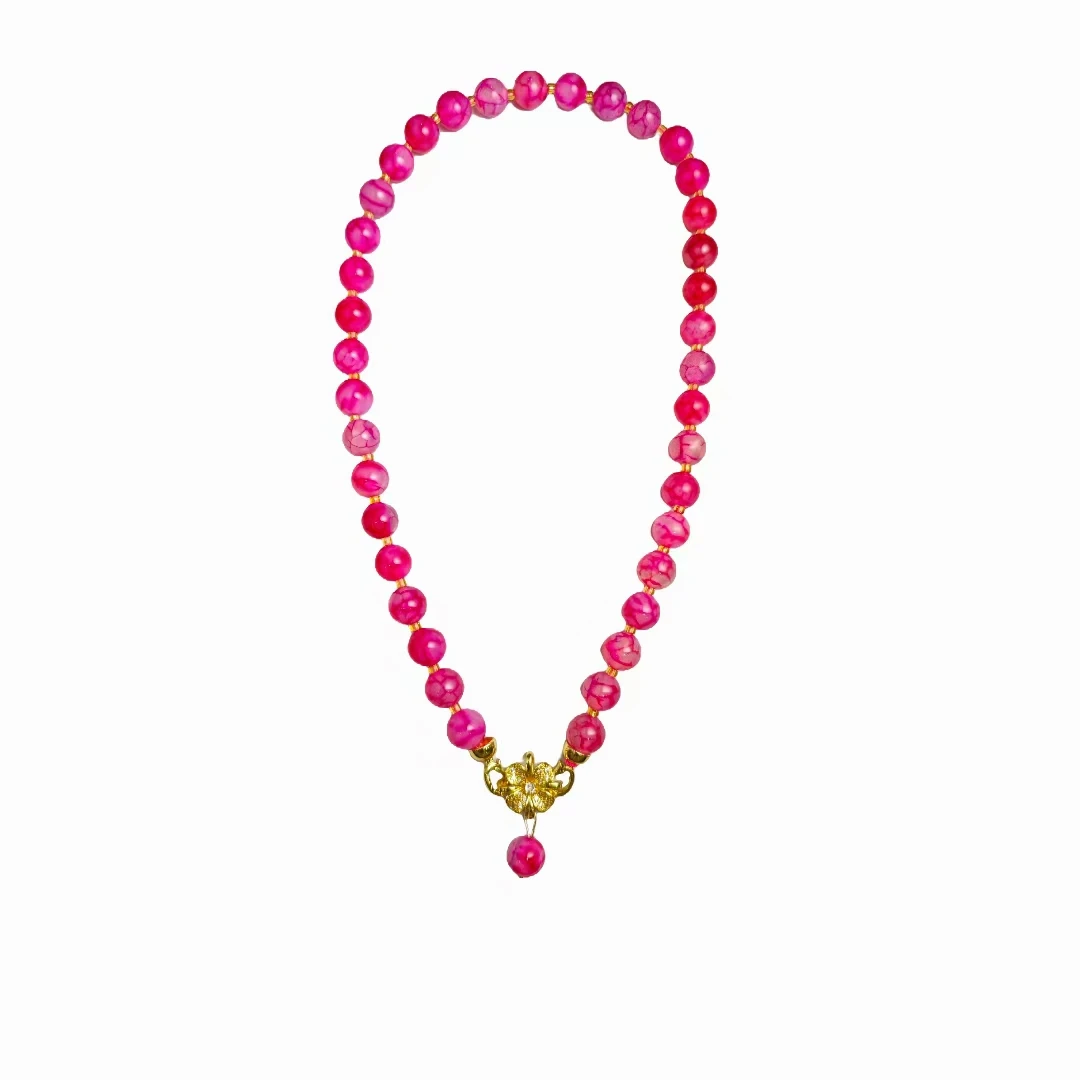 龙鳞纹樱花粉舒俱玛瑙项链 H06-02