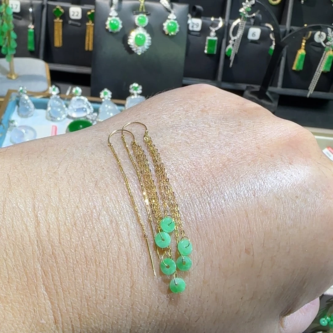 翡翠18K金镶嵌颈饰耳线