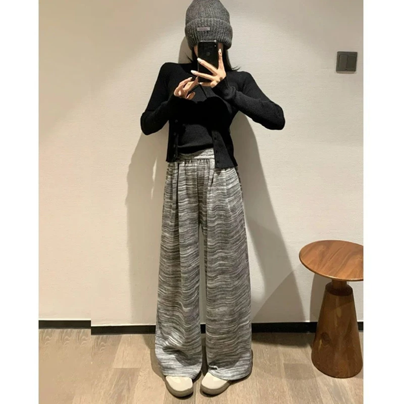 高级纹理感糯米休闲裤女秋新款高腰宽松慵懒风秋季女款阔腿糯米裤