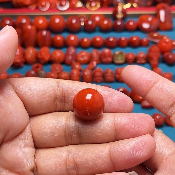 南红玛瑙未镶嵌配饰柿子红圆珠16.8mm