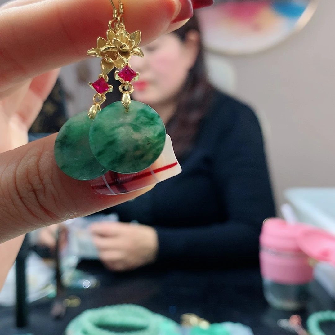 【闪购商品】翡翠耳饰银S925镶嵌，