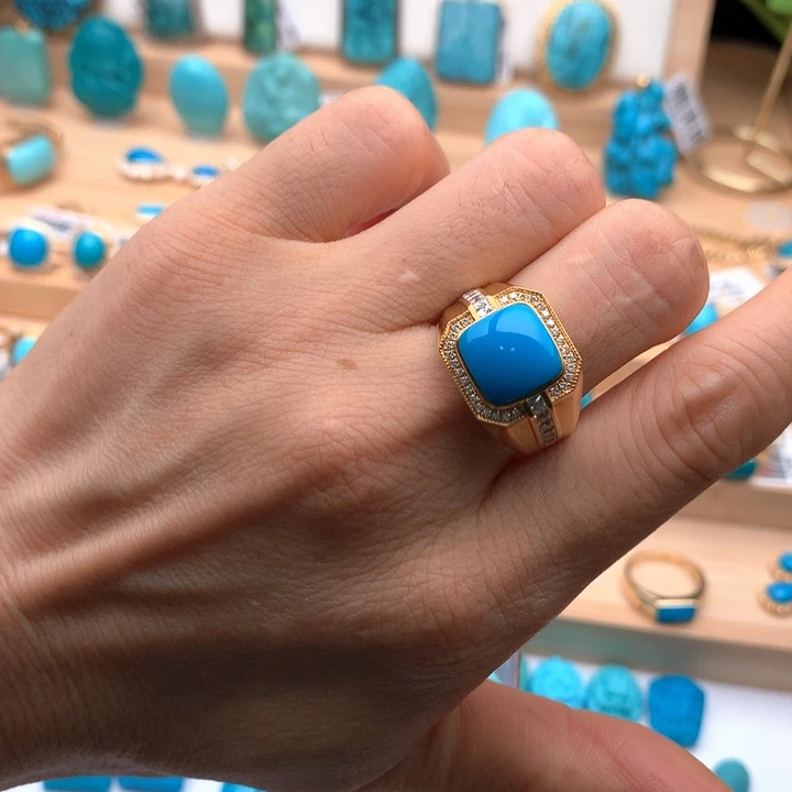 18K金镶嵌绿松石珠宝奇石