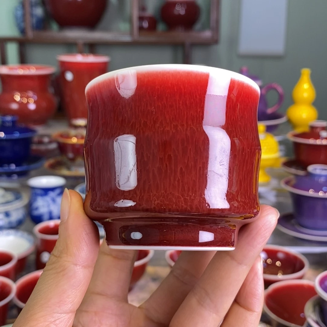 清欢雅玩原矿郎红竹节杯