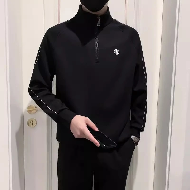 2025春秋新款卫衣男士立领休闲百搭半拉链上衣潮流冬季长袖T外套