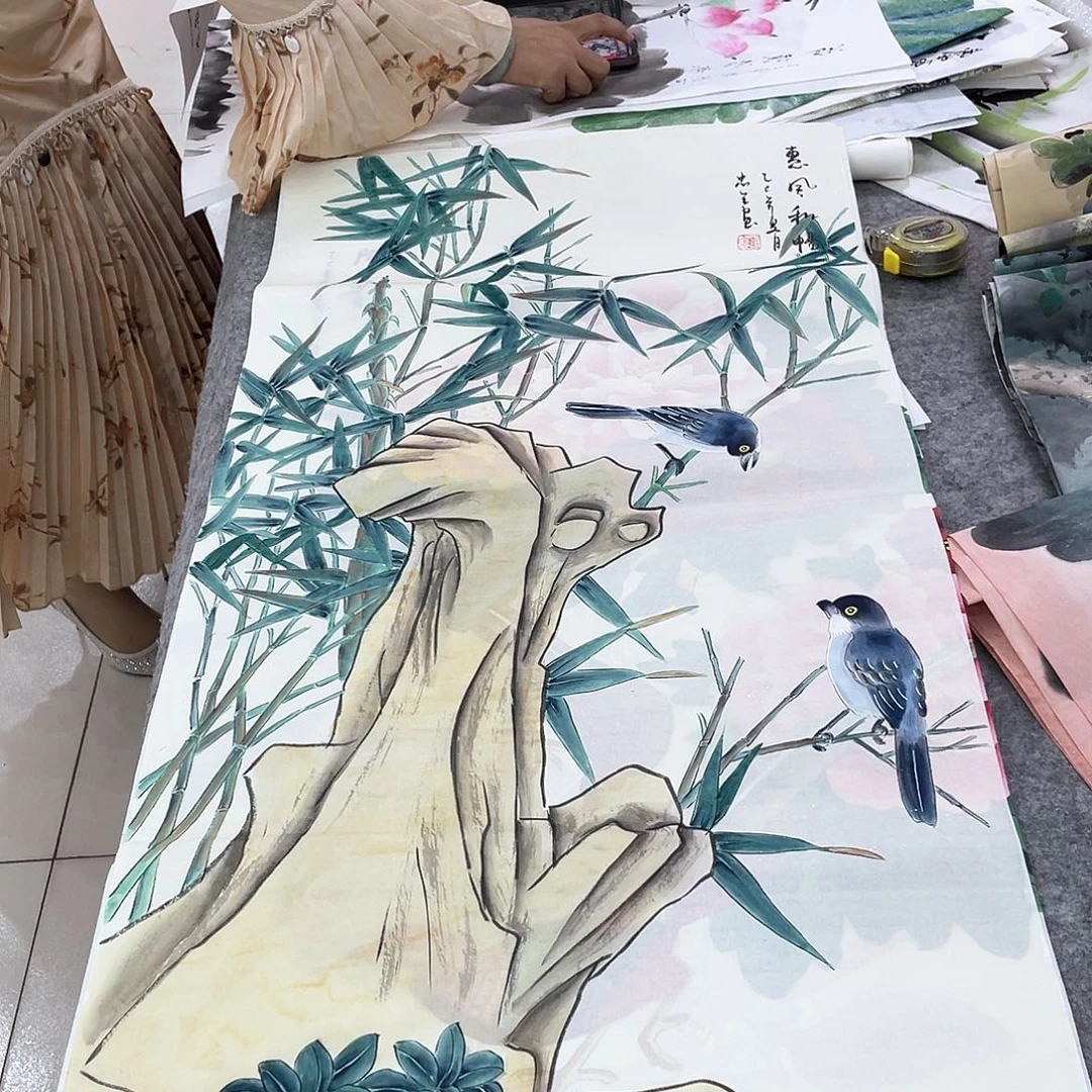 国画纯手绘山水花鸟