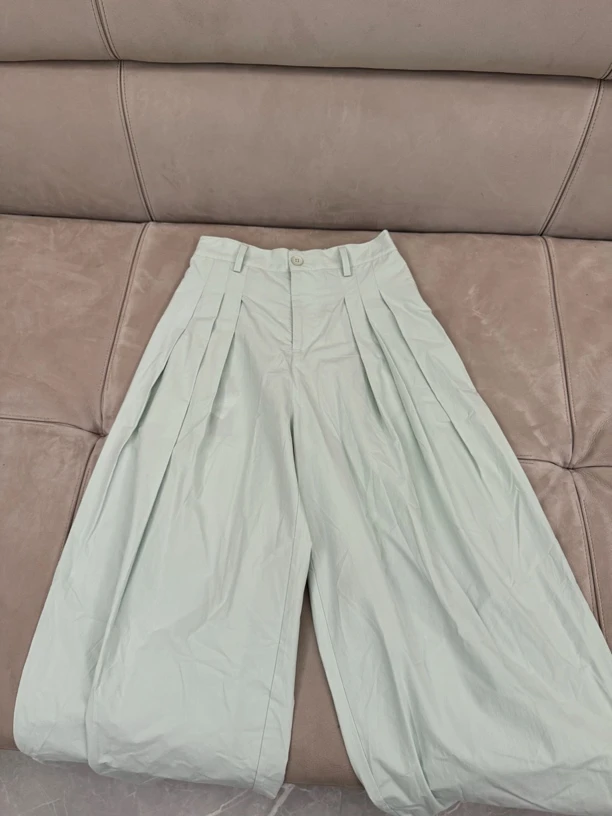 云朵感气球收褶休闲裤~时尚高腰显瘦百搭夏季纯色宽松气质夏季