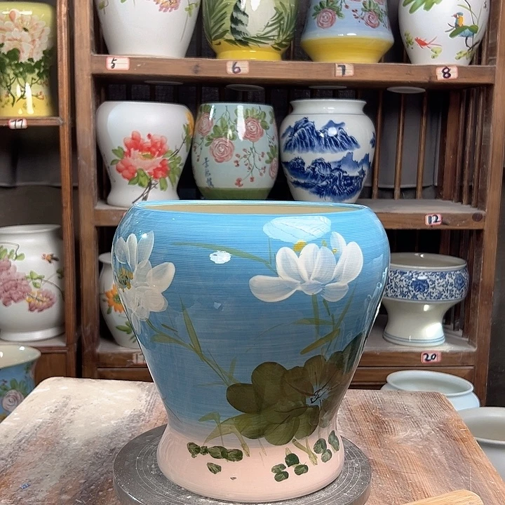 鱼尾油画绿绿荷花魏巍巍