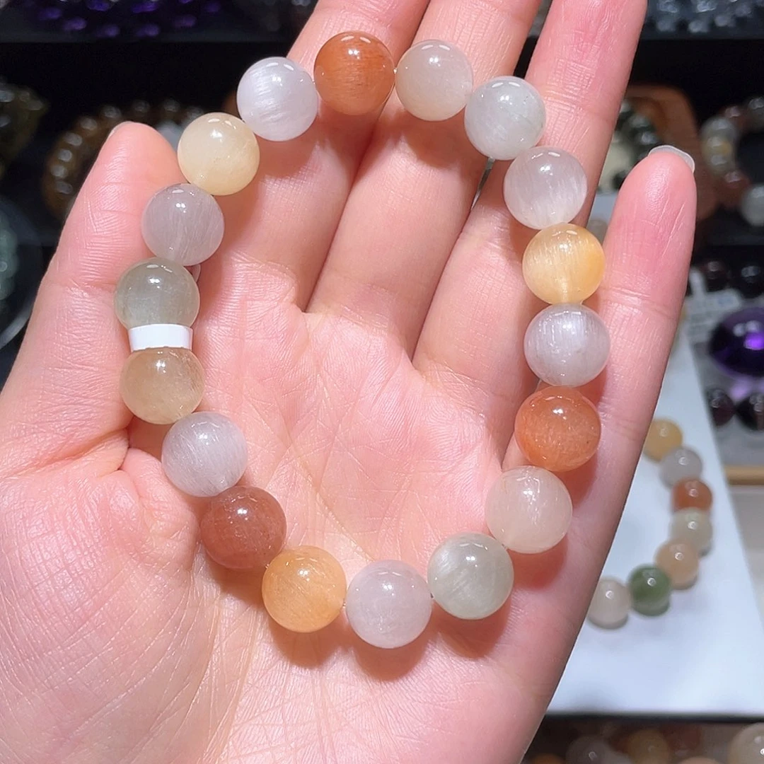 水晶手链未镶嵌敏**?兔毛手链，晶体通透