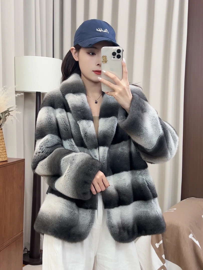 2025秋季新款进口天鹅绒水貂皮草女整貂外套短款貂皮大衣冬年轻款