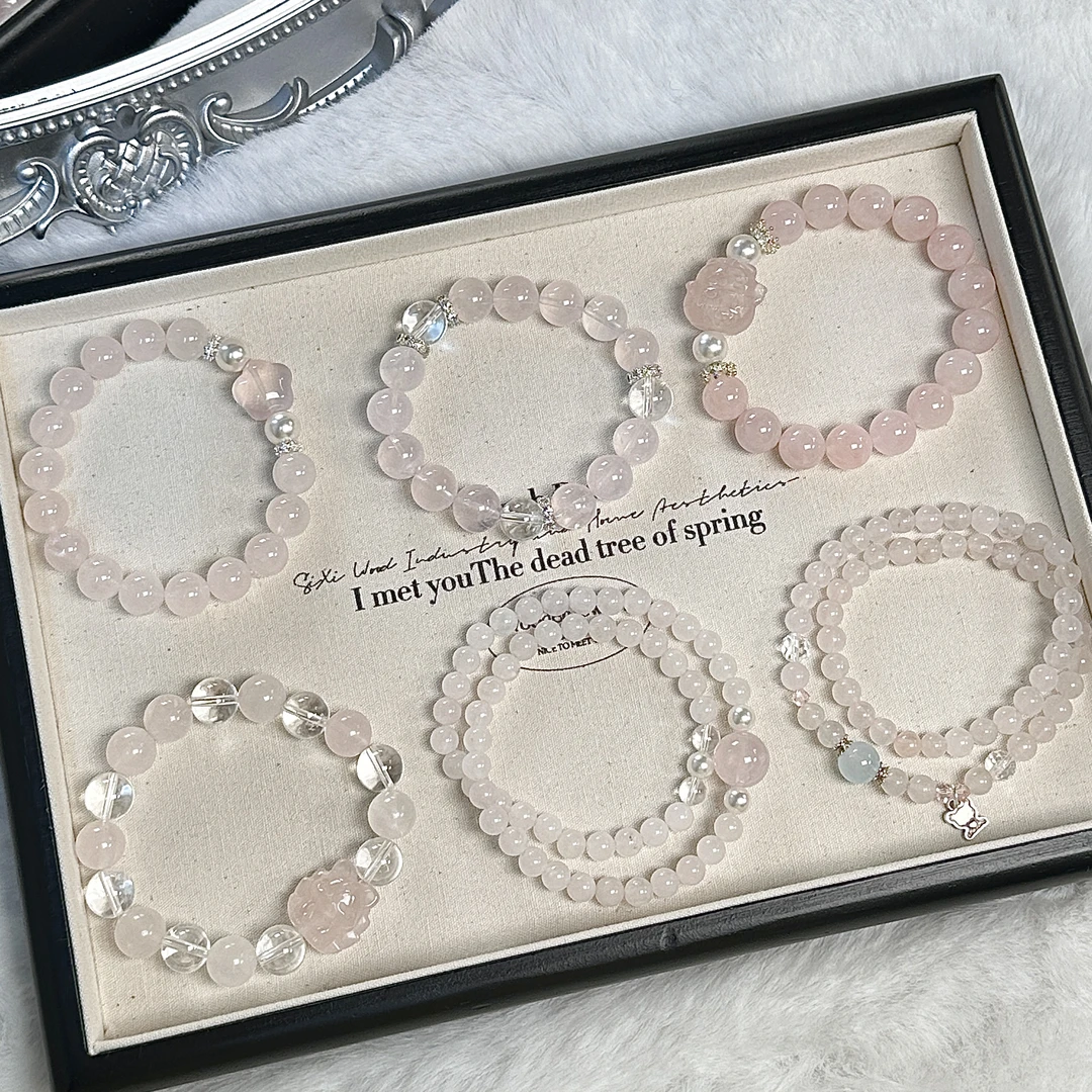 ［招桃花粉晶系列］天然粉水晶原创设计手串手链