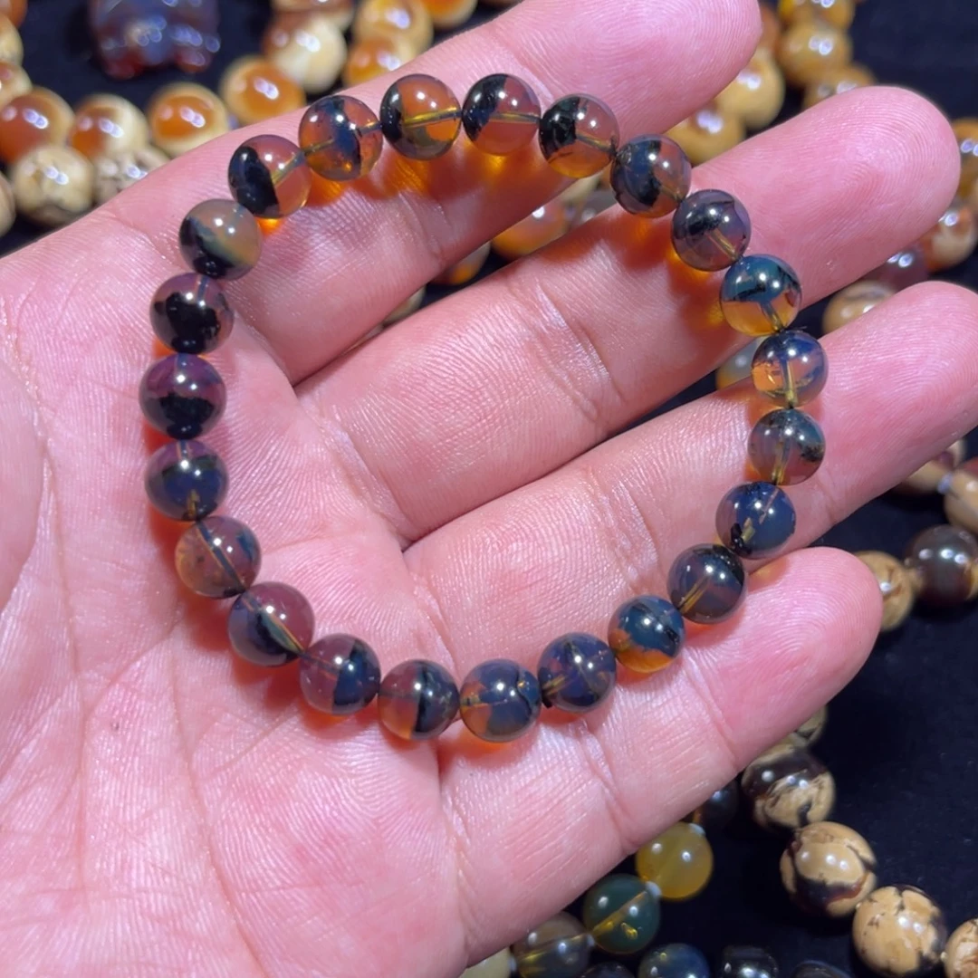 琥珀未镶嵌手链8规格海藻一线天手串