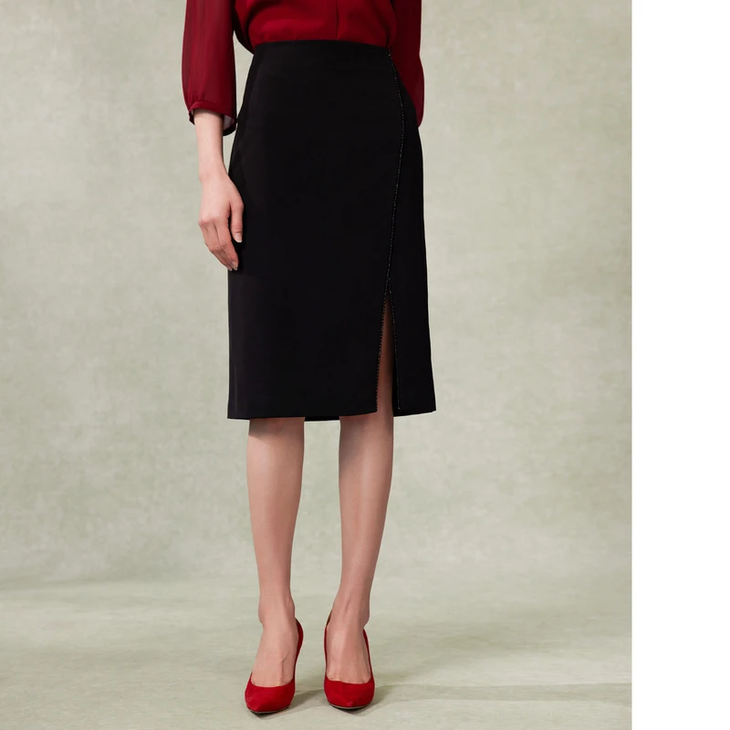 【晨晨精选】BBLLUUEE/粉蓝衣橱2025春装新款静奢轻职场开衩半裙女