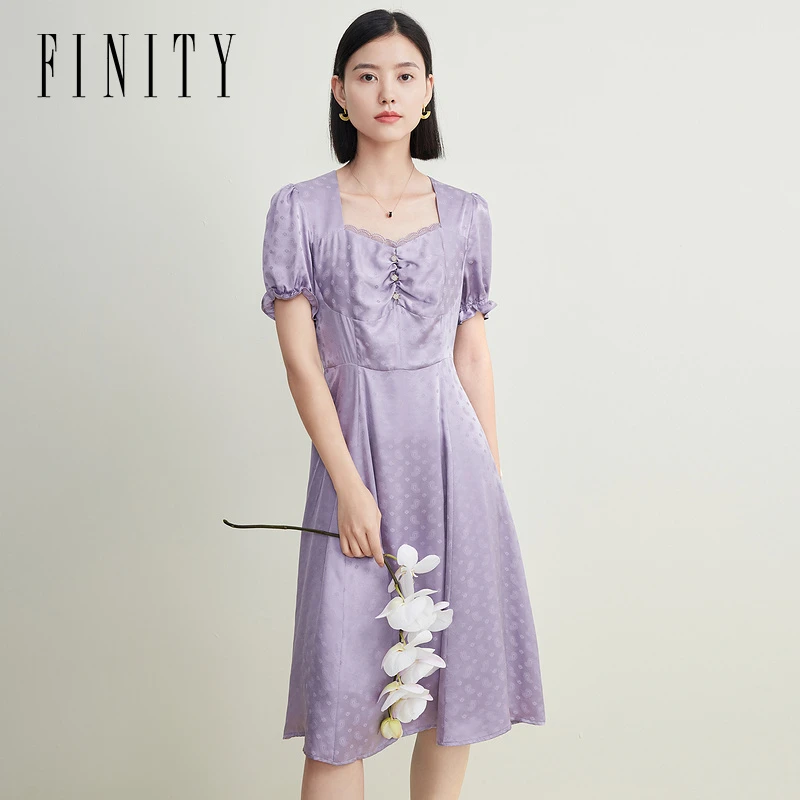 【粉丝专享】FINITY 100%桑蚕丝气质连衣裙设计感优雅 F21W5A27L3