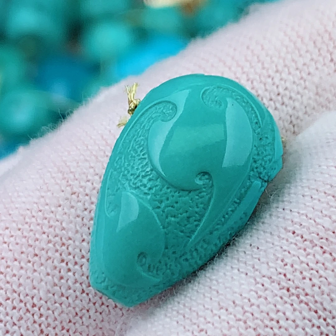 未镶嵌绿松石珠宝奇石11.5-8.8-18.3mm