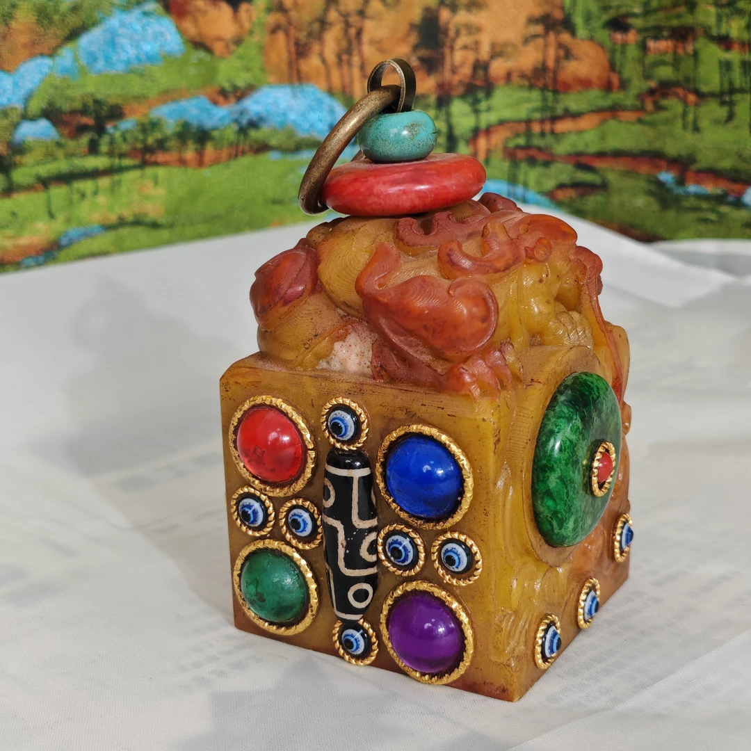 【闪购商品】黄方印章精工雕刻桌面摆件